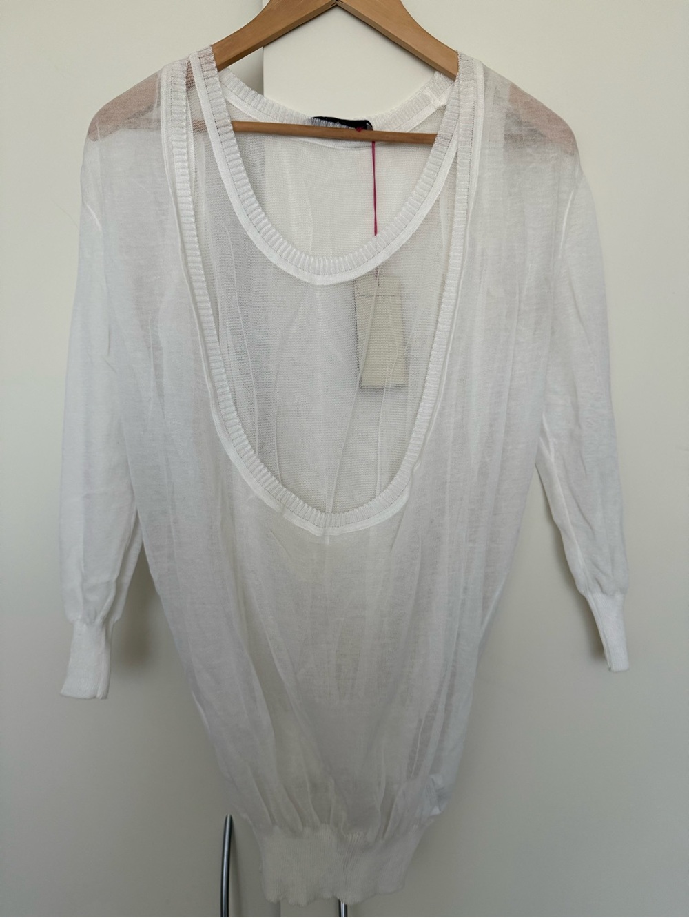Stella McCartney Delicate Sheer Double Layered Y2K Deep U high neck top EU38 NWT